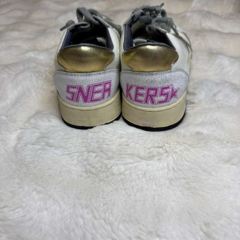 Golden Goose White and Gold Sneakers - Picture 2 of 6